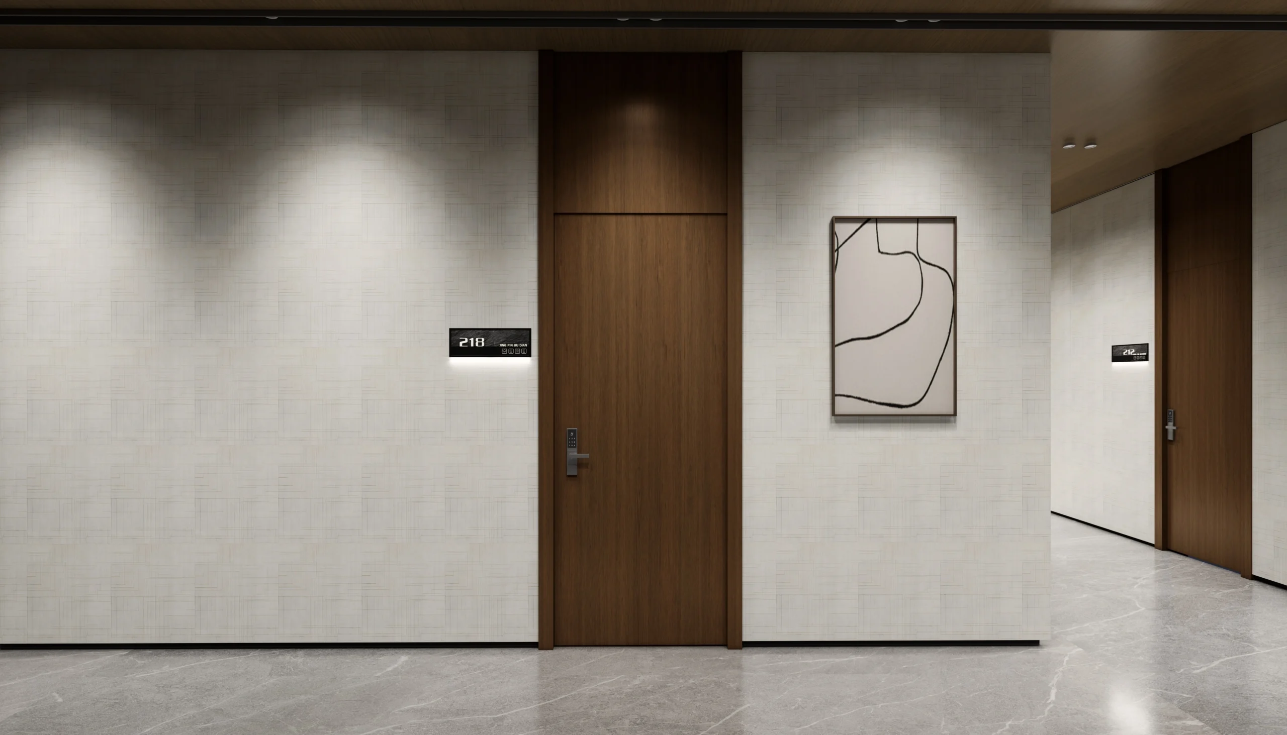 Modern fire-rated hotel door with sleek design and superior safety features.