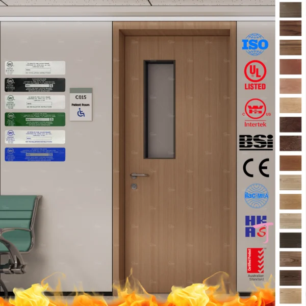 Protect hospital patient rooms with our Fire Rated Door, BS AS approved. Trust our China top door factory for certified fire safety solutions.