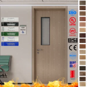 Medical-grade, UL WH-certified wood doors designed for operation rooms, combining safety, fire resistance, and superior quality.