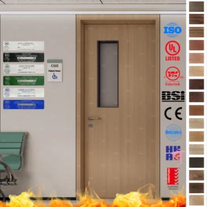 Premium patient room doors for hospitals. Durable custom wood designs that combine safety, style, and reliable fire resistance.