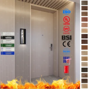 Premium Fire Rated Doors with US & CA approval. 20/45/60-minute fireproof protection for hotel room entrances. Reliable, high-quality, and custom-made.