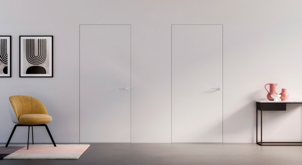 Invisible door seamlessly blending into a modern wall design.