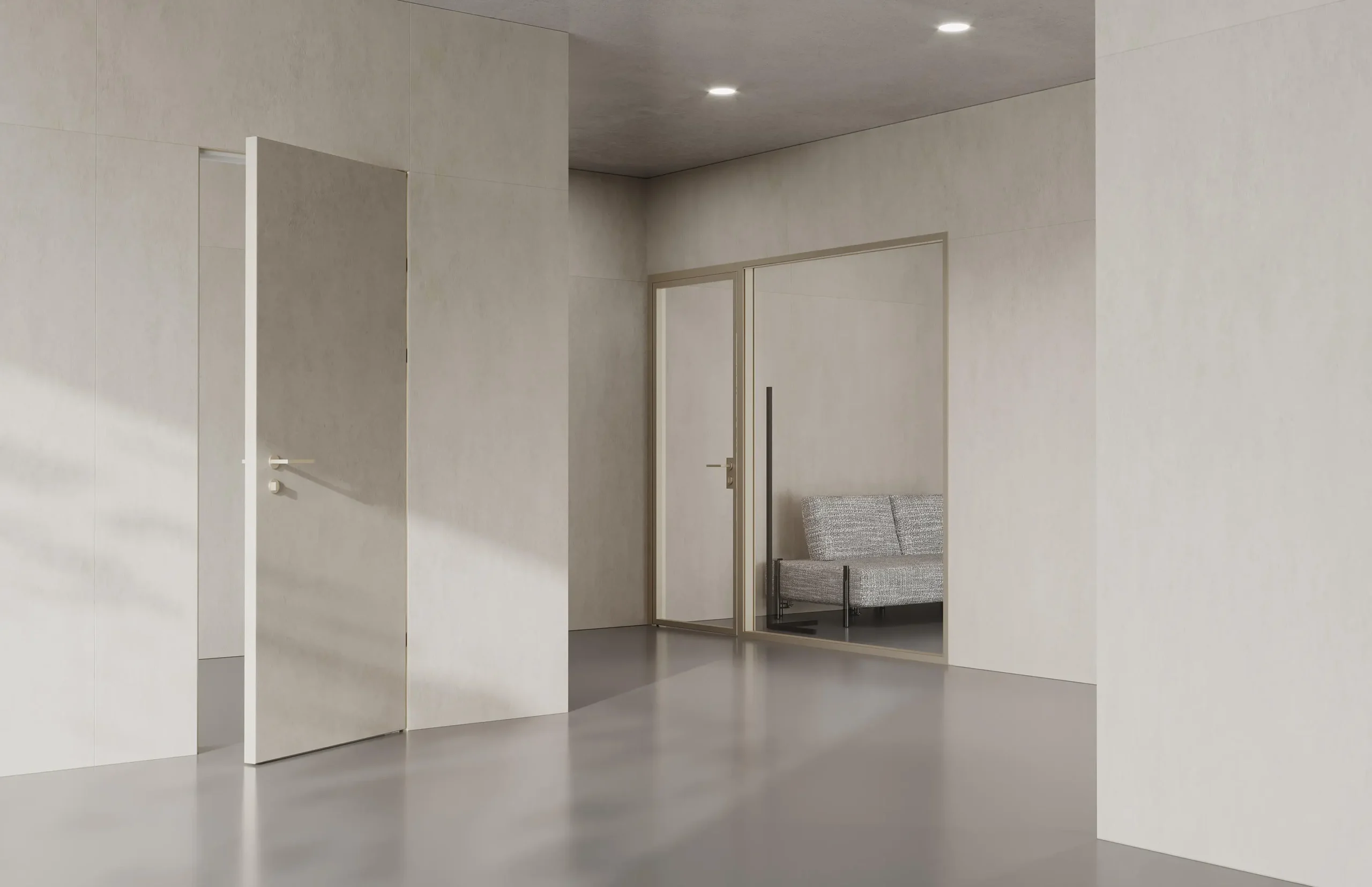 High-quality flat door in a light wood finish, ideal for modern spaces.