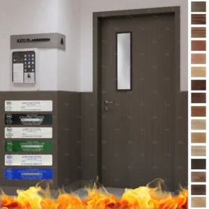 Shop Fire Rated Door for classrooms, UL WH 20/45/60 min oak door with windows.